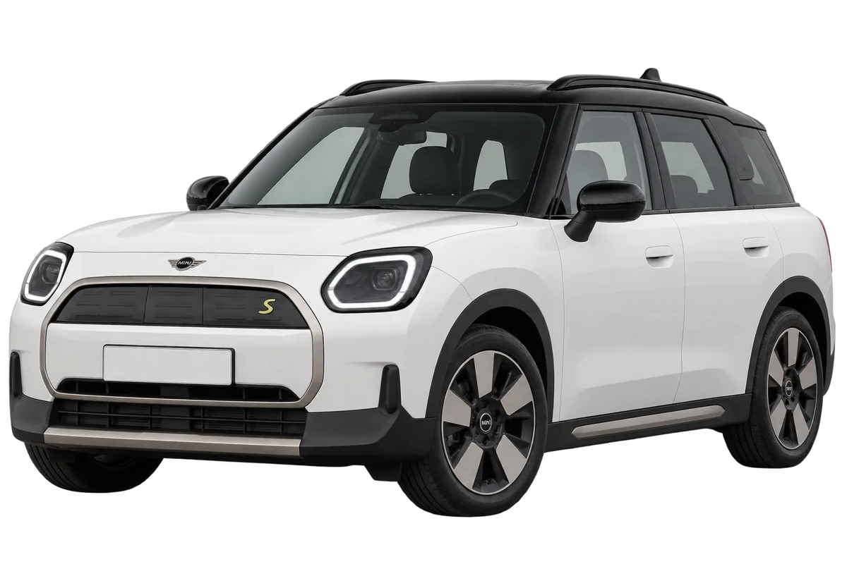 Witte Mini Countryman Electric UMX UG Countryman Electric E / SE, schuin van voren