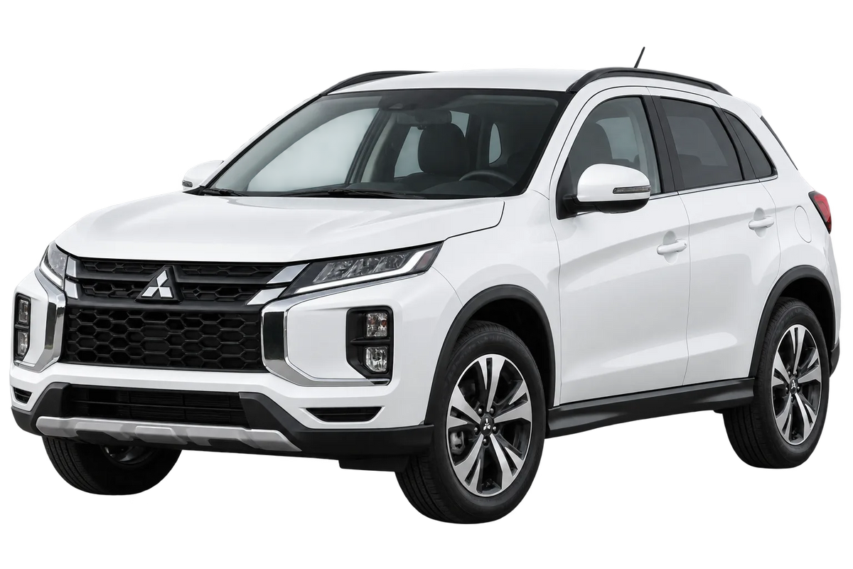 Witte Mitsubishi ASX RJB, schuin van voren