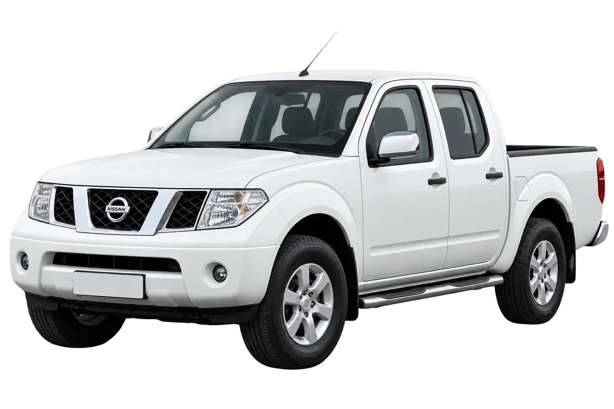 Witte Nissan Navara D40, D401, schuin van voren
