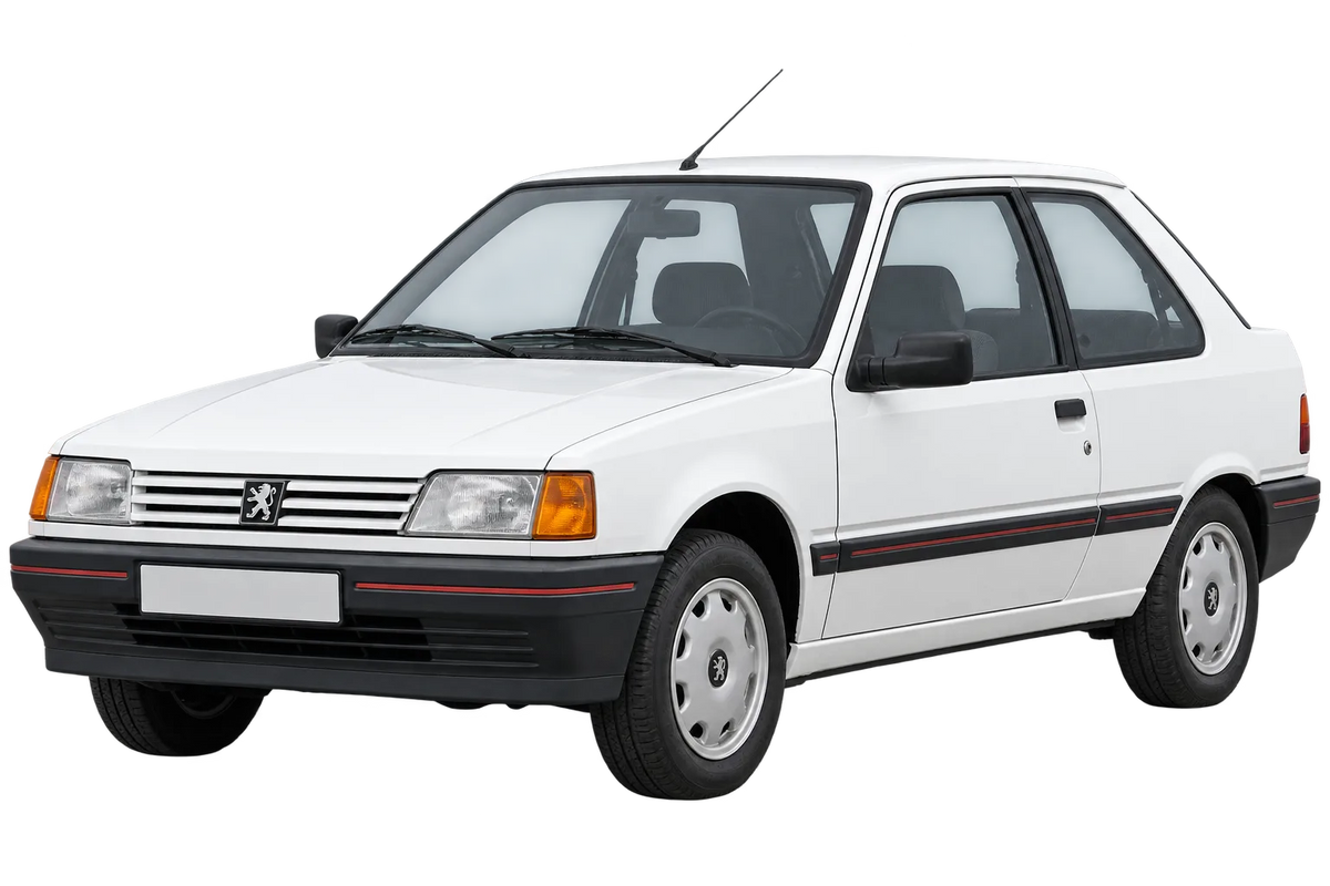 Witte Peugeot 309 3A,/10A, 3C/10C, schuin van voren
