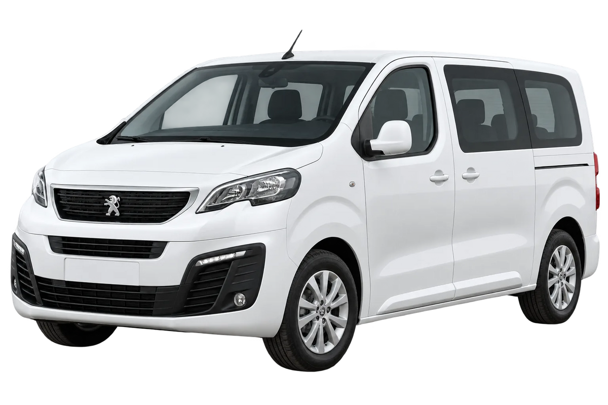 Witte Peugeot Expert V, schuin van voren