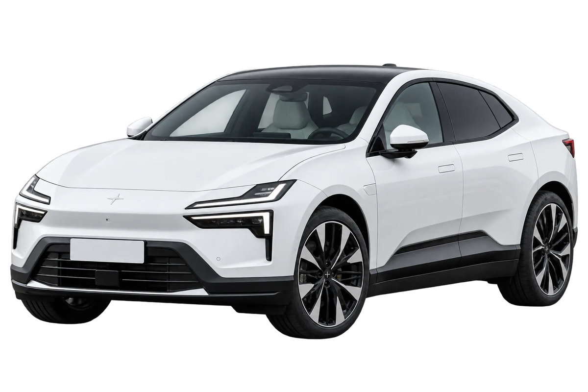 Witte Polestar Polestar 4 4, schuin van voren