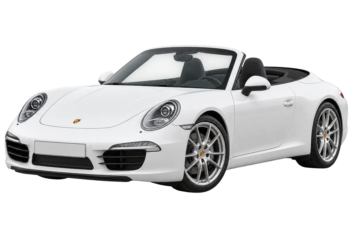 Witte Porsche 911 991 Carrera 4 - 257 kW/350 PS & Carrera 4S - 294 kW/400 PS, schuin van voren