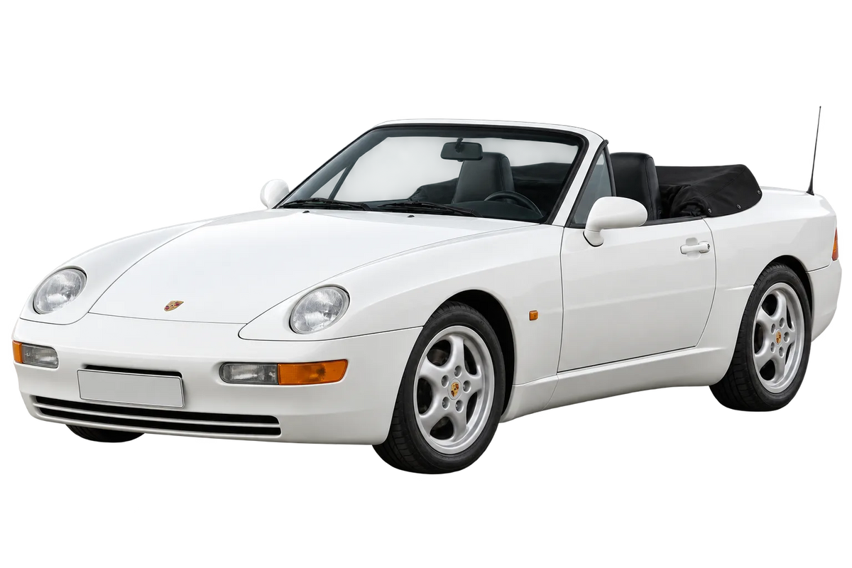 Witte Porsche 968, schuin van voren