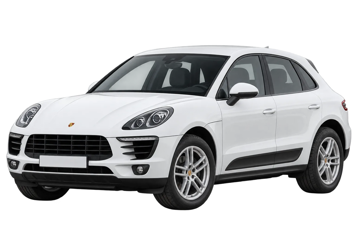 Witte Porsche Macan 95B, 95BN ! 18 pollici solo senza Porsche Ceramic Composite Brake !, schuin van voren