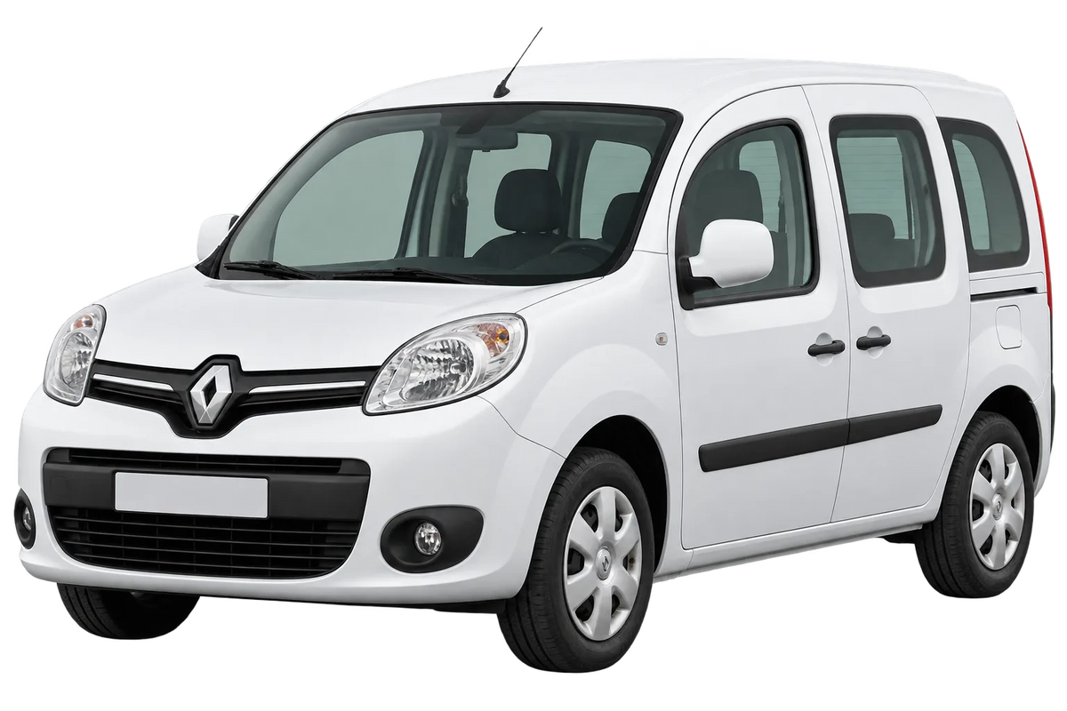 Witte Renault Kangoo W, FW Rapid, schuin van voren