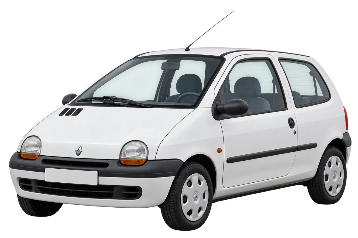 Witte Renault Twingo C06, 06, schuin van voren