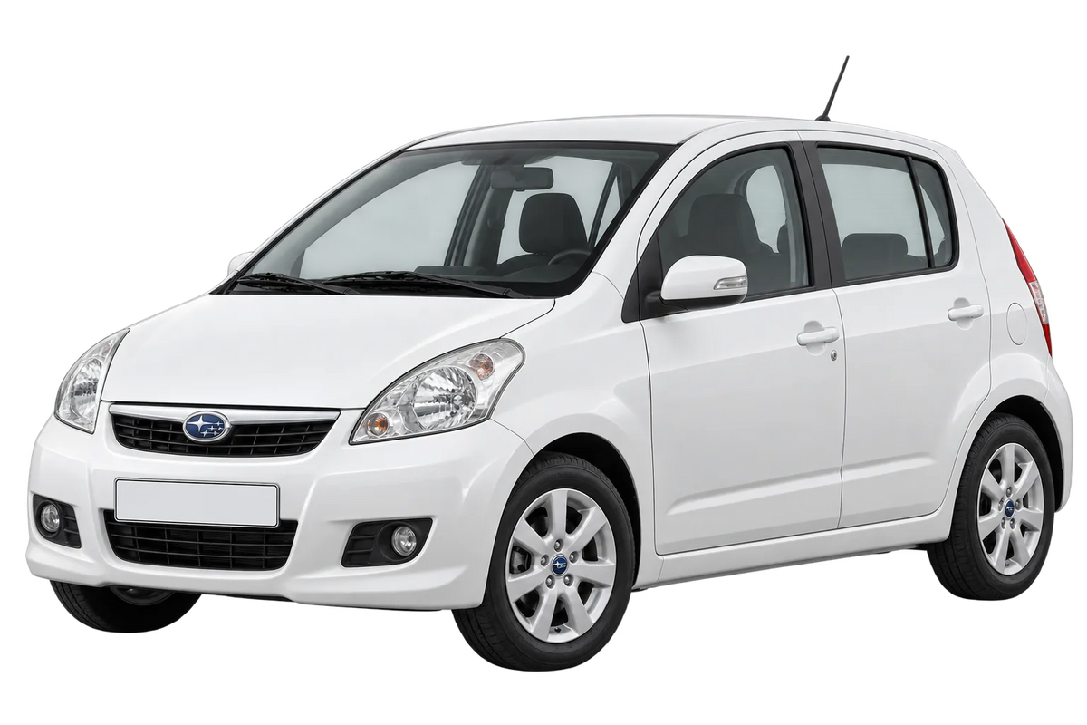 Witte Subaru Justy M3, M3G, schuin van voren