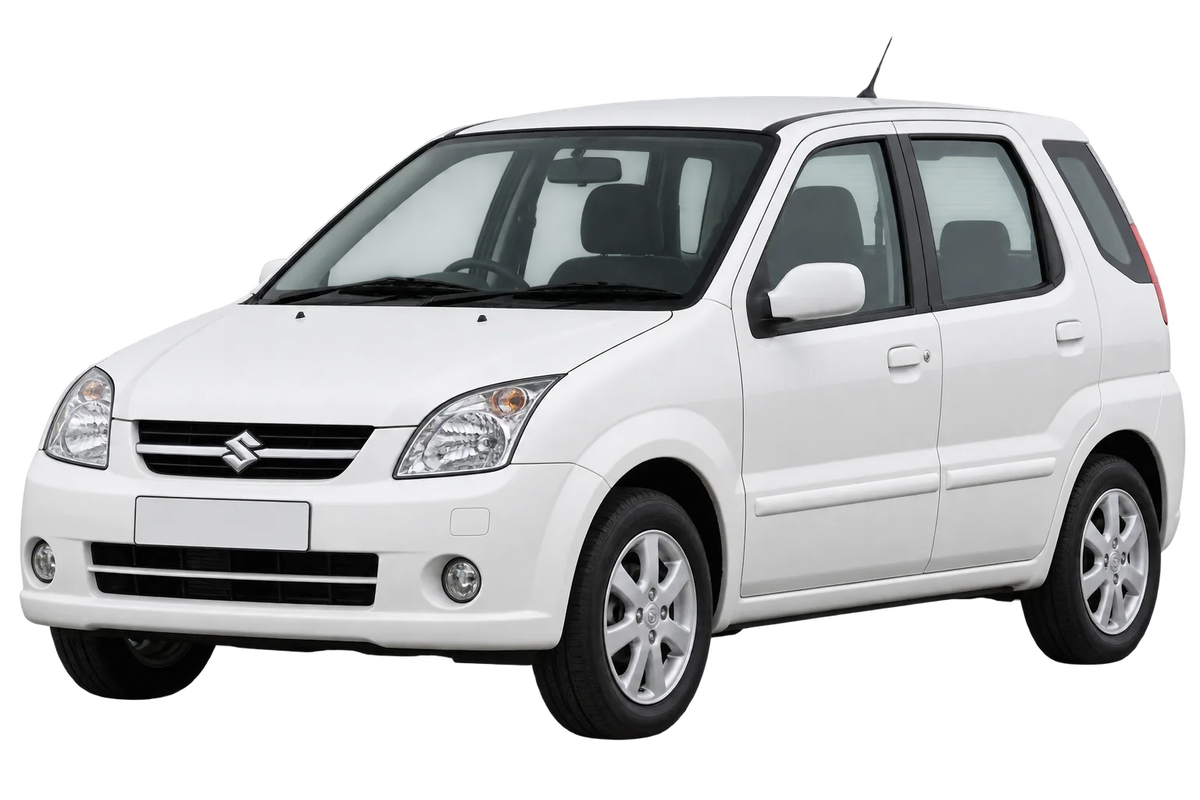 Witte Suzuki Ignis MH senza allargamenti del cerchione, schuin van voren