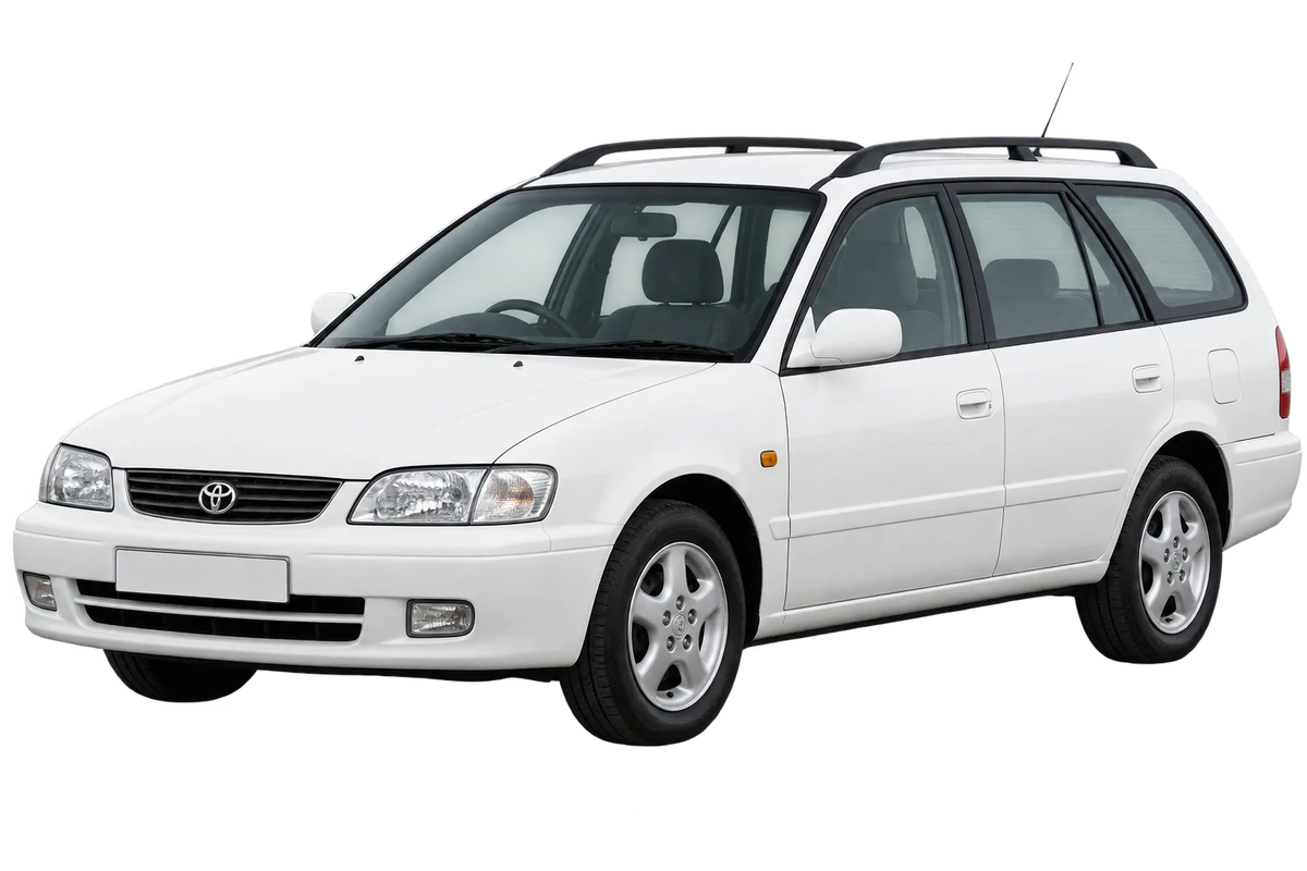 Witte Toyota Corolla E11, E11U, schuin van voren