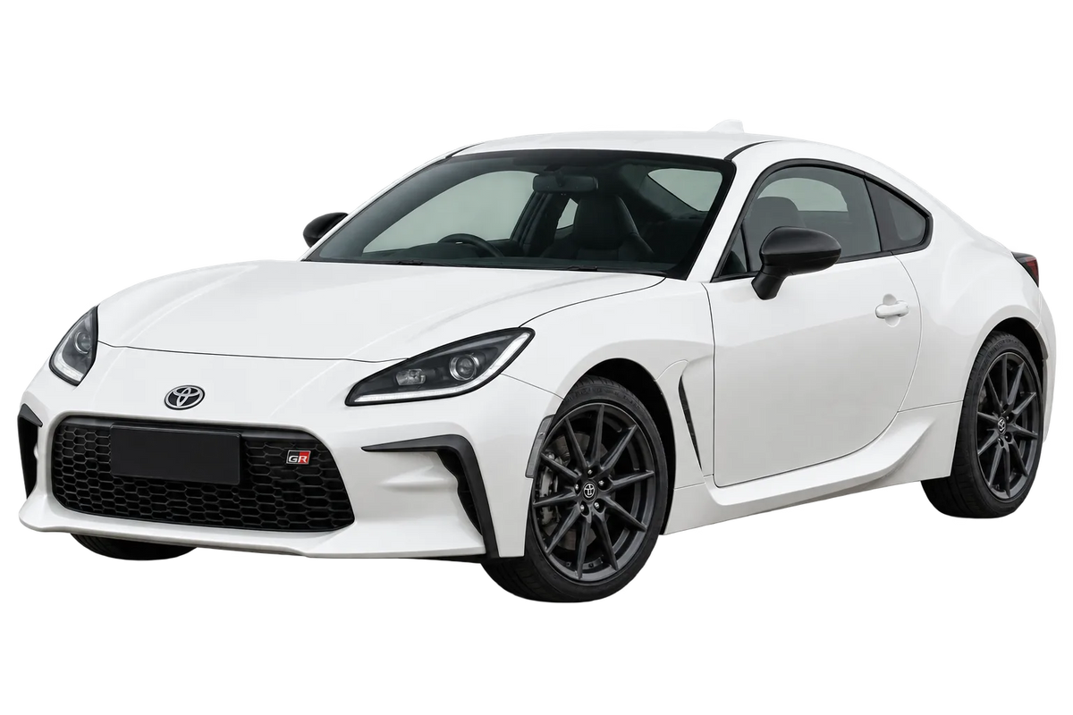 Witte Toyota GR86 T2, schuin van voren