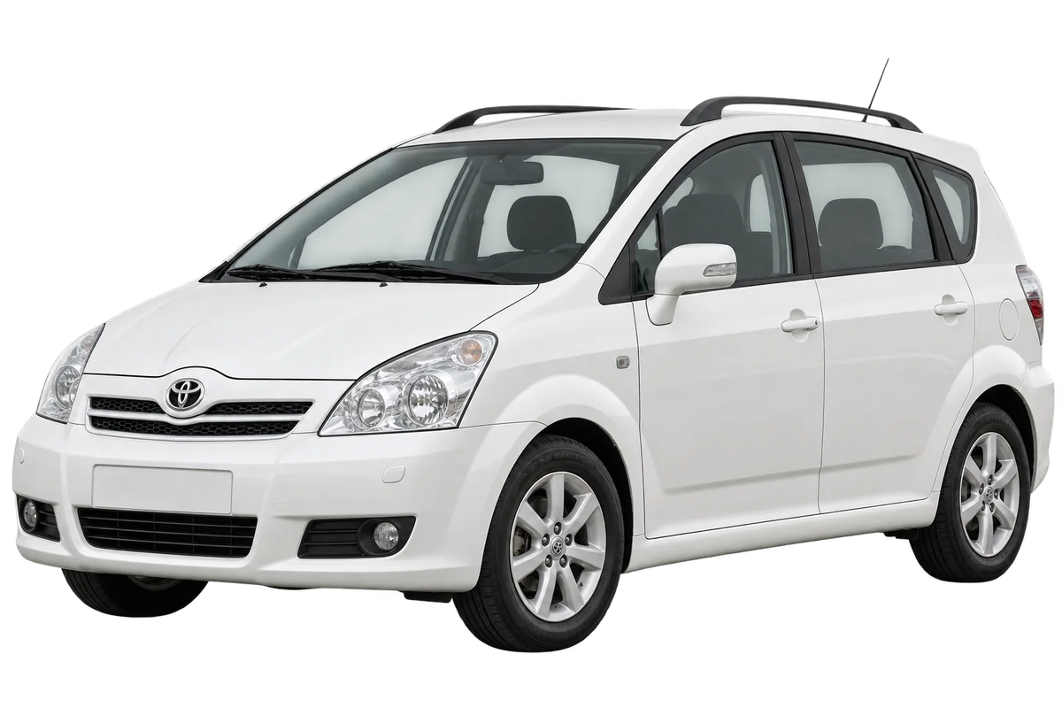 Witte Toyota Verso R1, schuin van voren