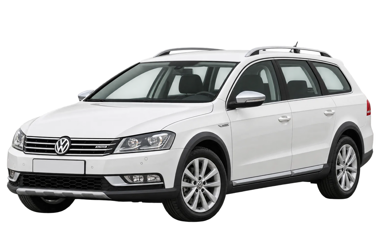 Witte Volkswagen Passat 3C, 3c Variant Alltrack, schuin van voren