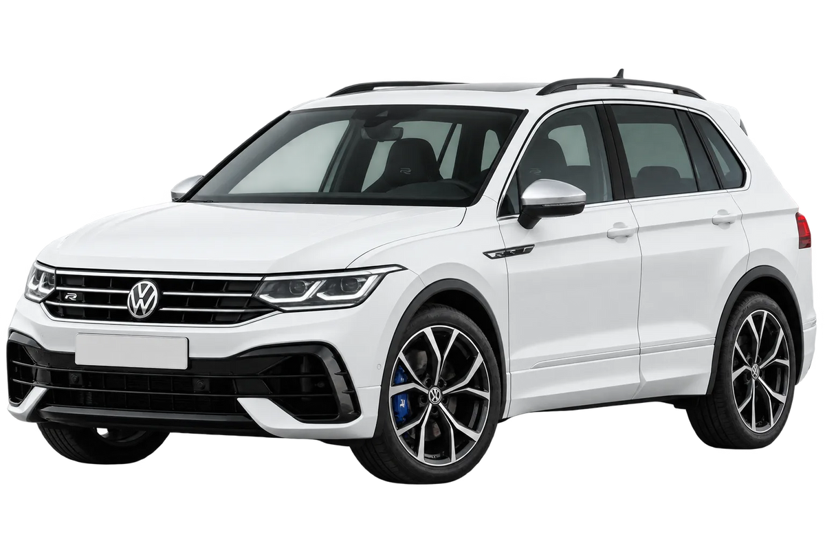 Witte Volkswagen Tiguan 5N R / 235 kW, schuin van voren