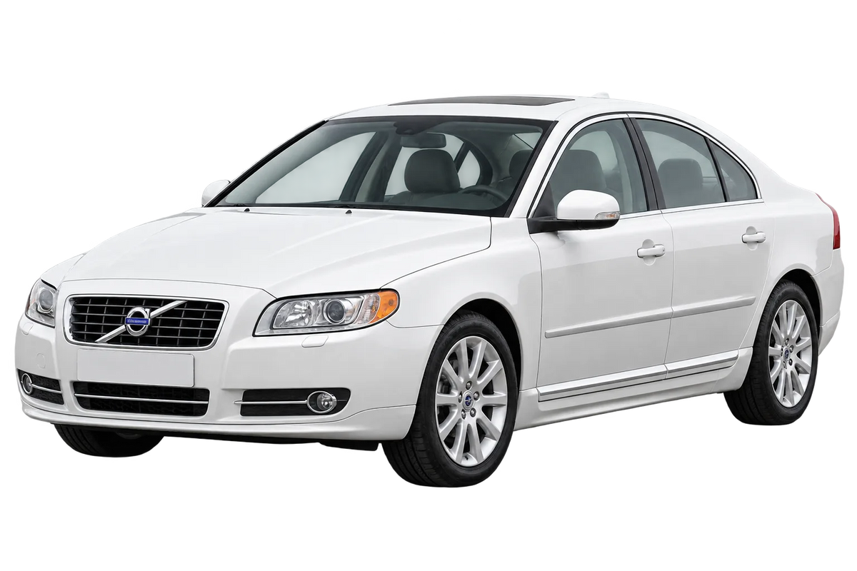 Witte Volvo S80 A, A-2D, schuin van voren