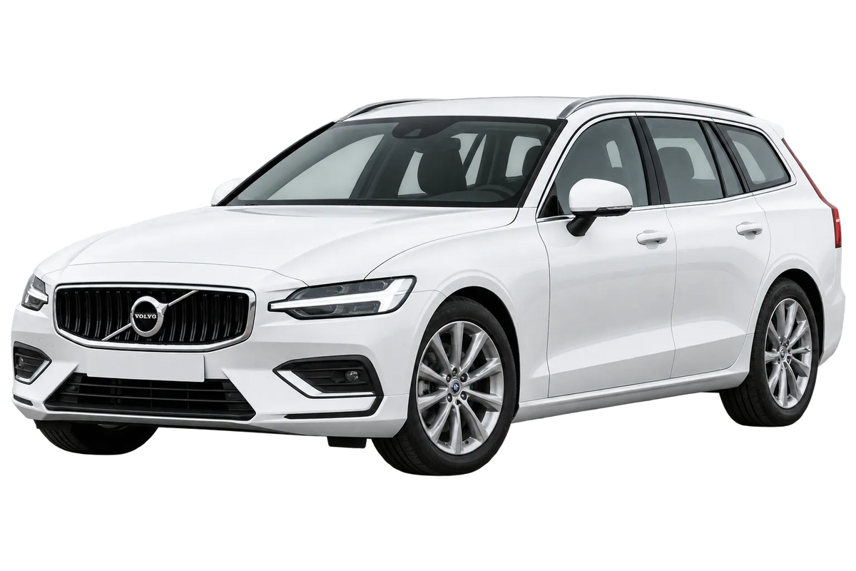 Witte Volvo V60 Z, schuin van voren